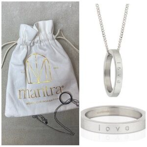 MANTRABAND “Love” Ring + Necklace Sterling Silver Ring size 7 and gift bag